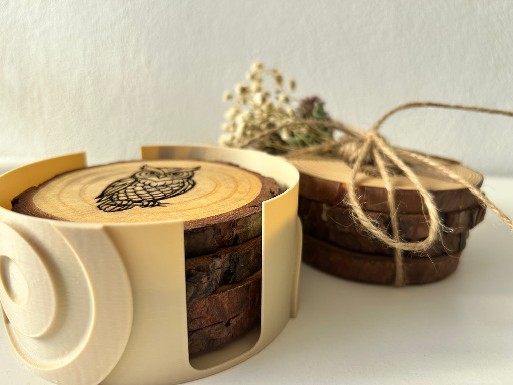 Untersetzer Baumscheibe mit Gravur