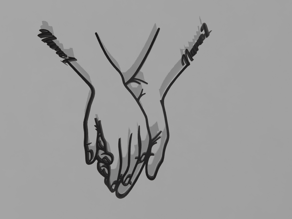 Personalisierter Dekoaufsteller–Hände mit Namen im 3D-Druck&Gravur auf Eichenholz– Geschenk zur Liebe, Hochzeit, Jahrestag oder Valentinstag