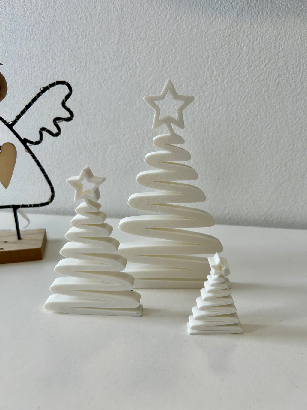 Minimalistische 3D Weihnachtsbäume aus PLA | Moderne Weihnachtsdeko | Skandi Deko | Schwarz, Weiß, Oliv | Geschenkidee, Winterdeko