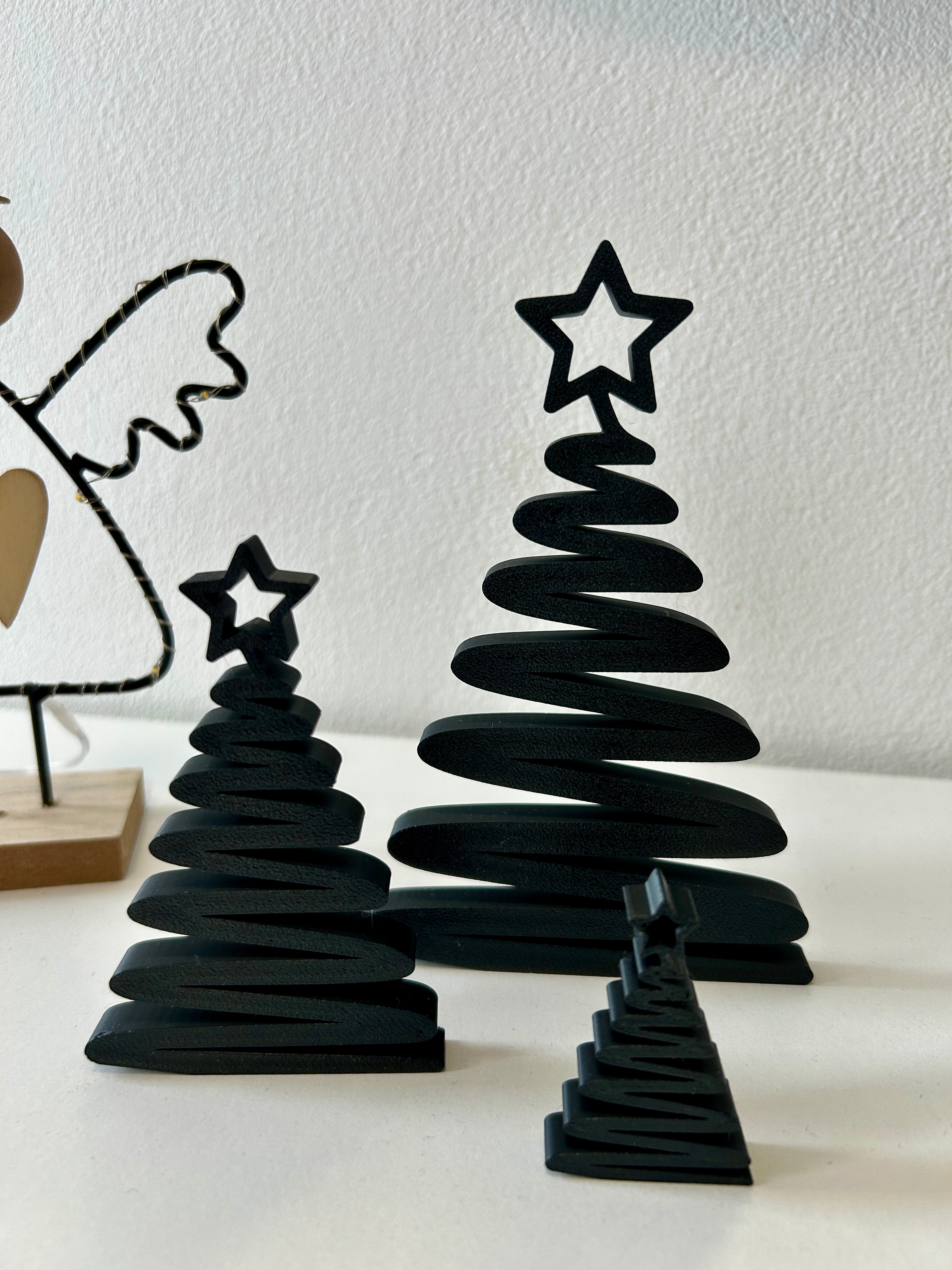 Minimalistische 3D Weihnachtsbäume aus PLA | Moderne Weihnachtsdeko | Skandi Deko | Schwarz, Weiß, Oliv | Geschenkidee, Winterdeko