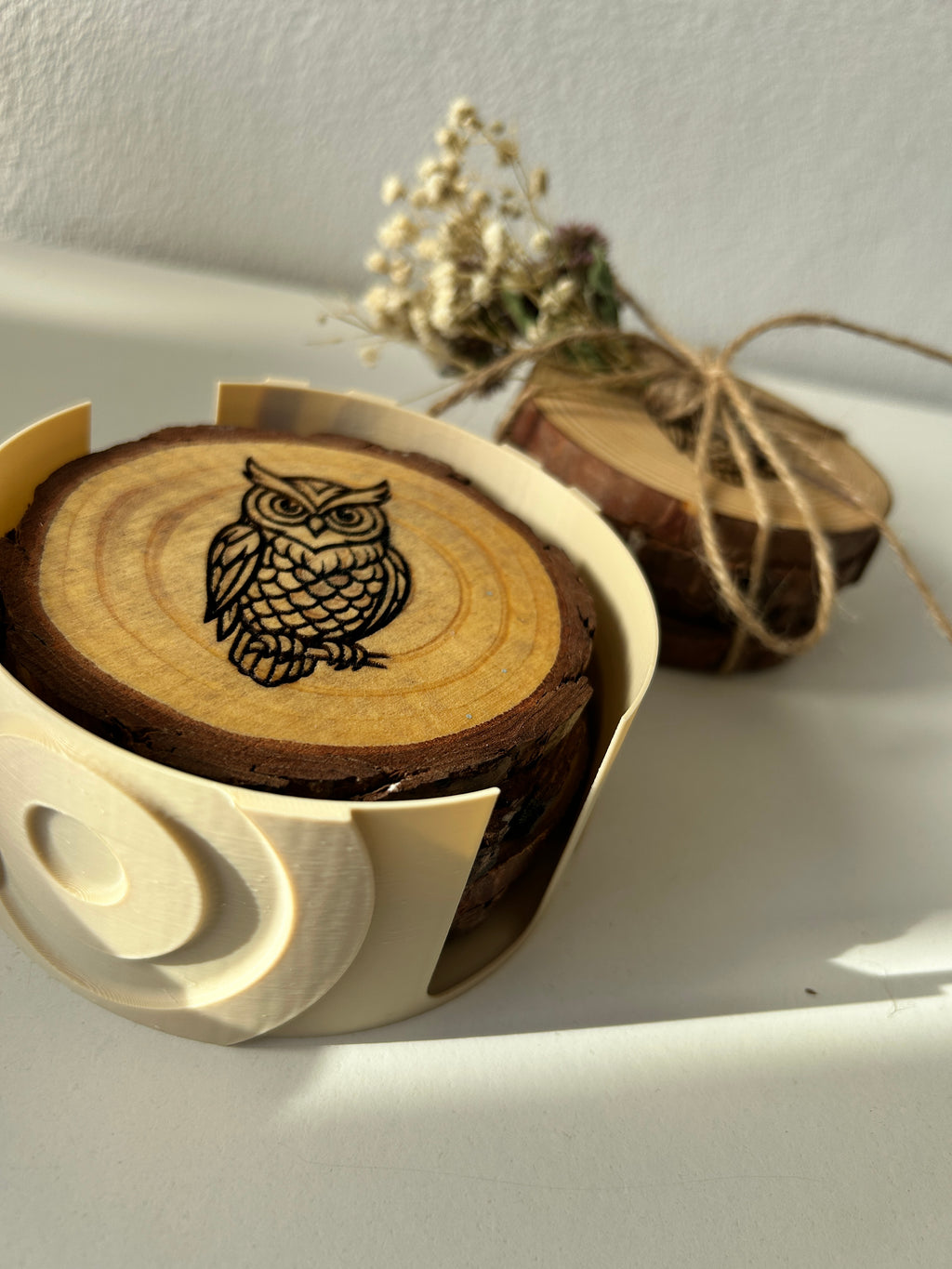 Untersetzer Baumscheibe mit Gravur