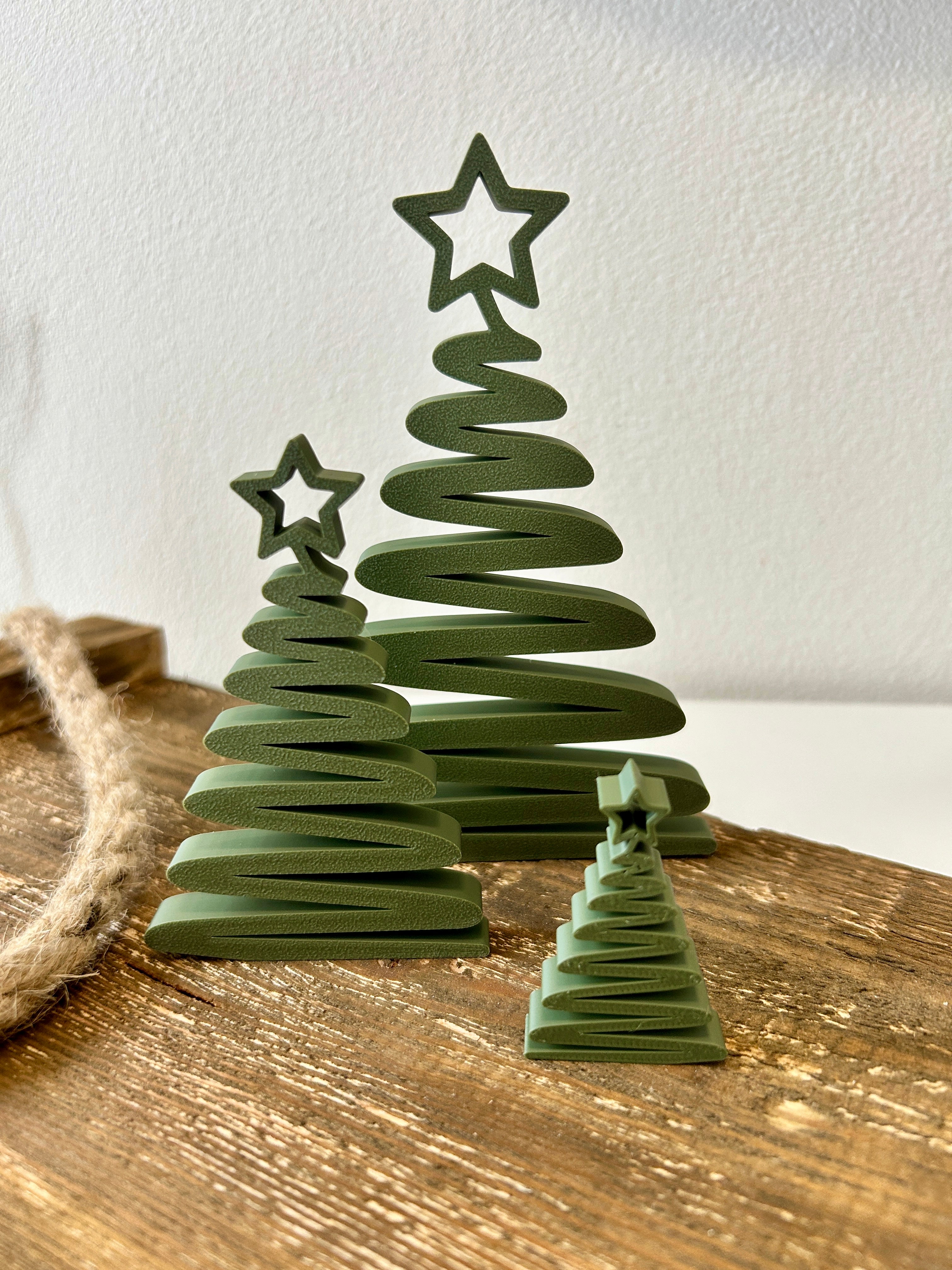 Minimalistische 3D Weihnachtsbäume aus PLA | Moderne Weihnachtsdeko | Skandi Deko | Schwarz, Weiß, Oliv | Geschenkidee, Winterdeko
