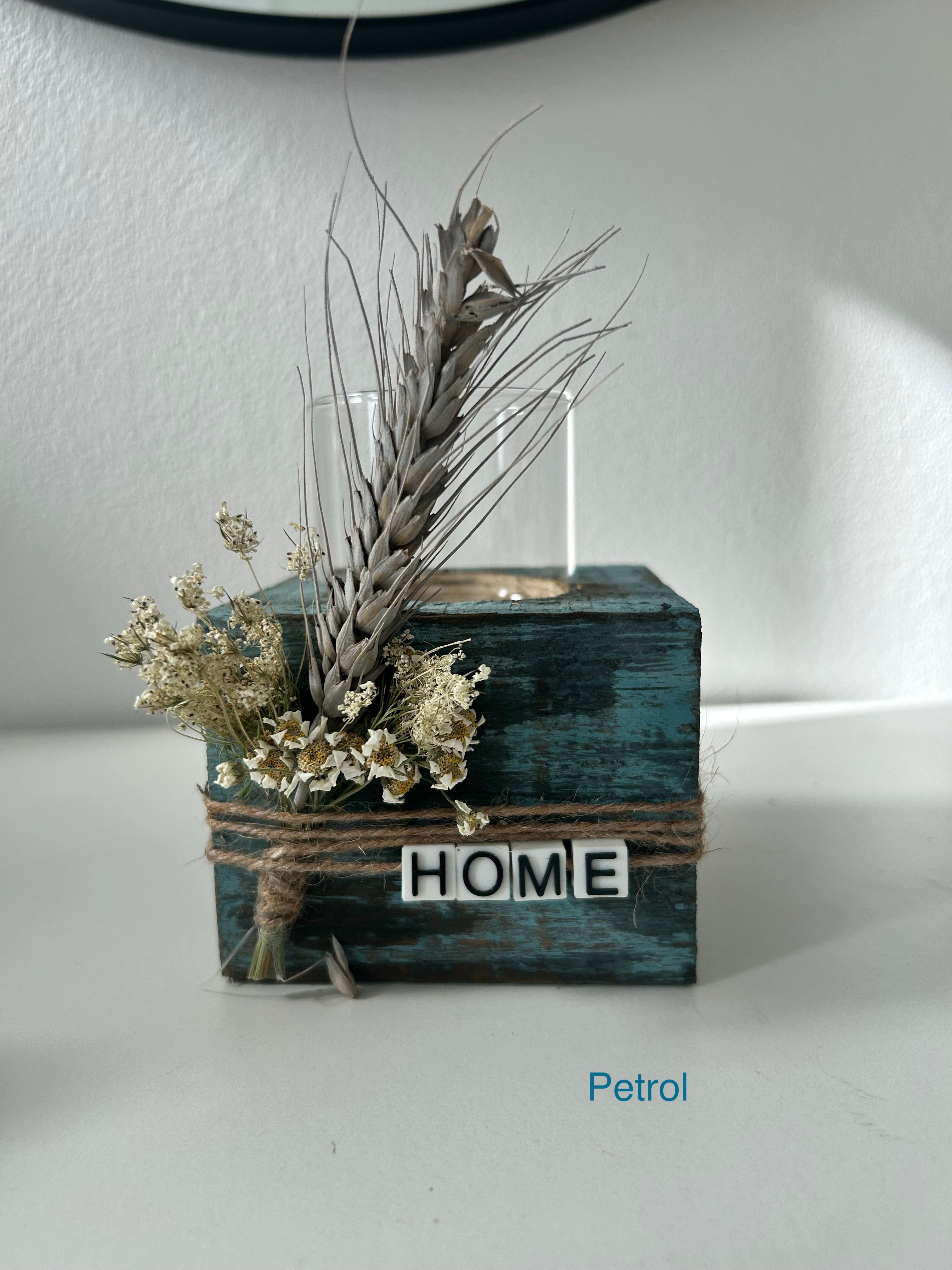 Kerzenhalter "Home" mit Glas