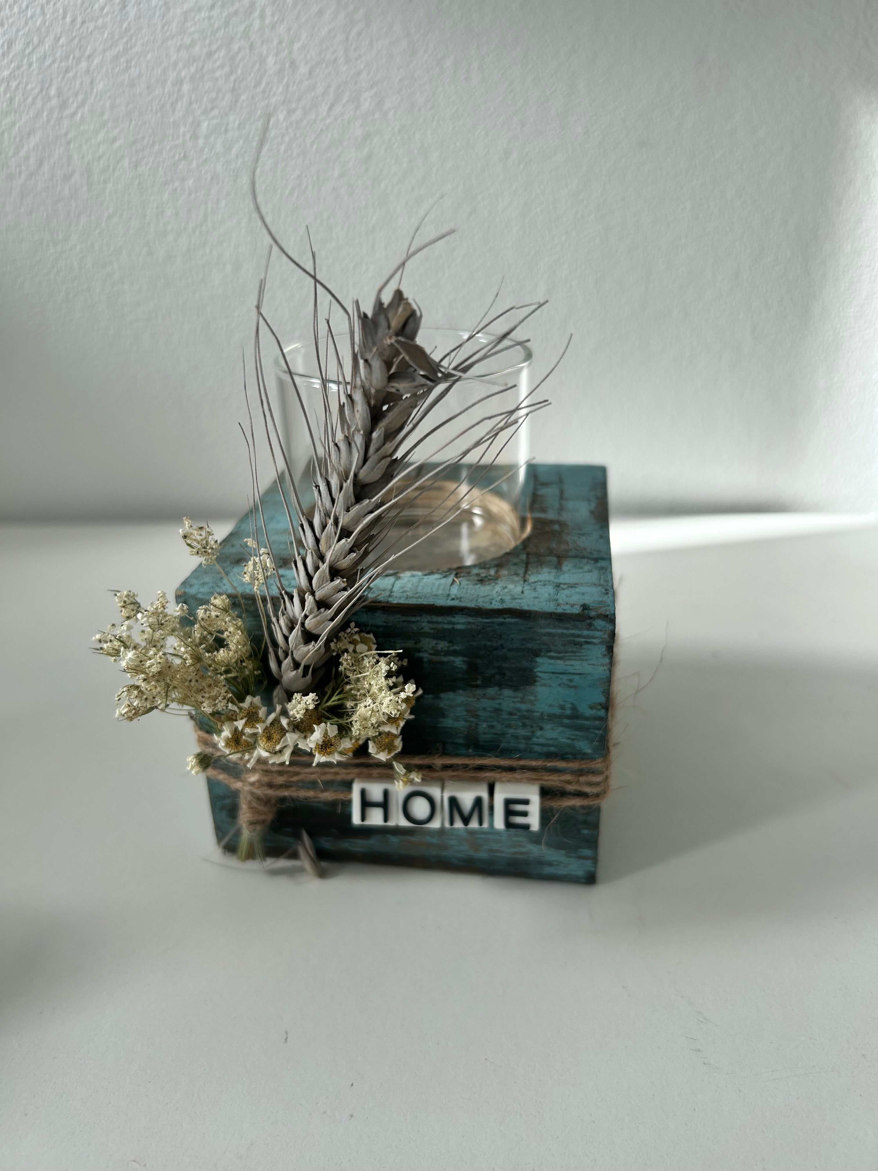Kerzenhalter "Home" mit Glas