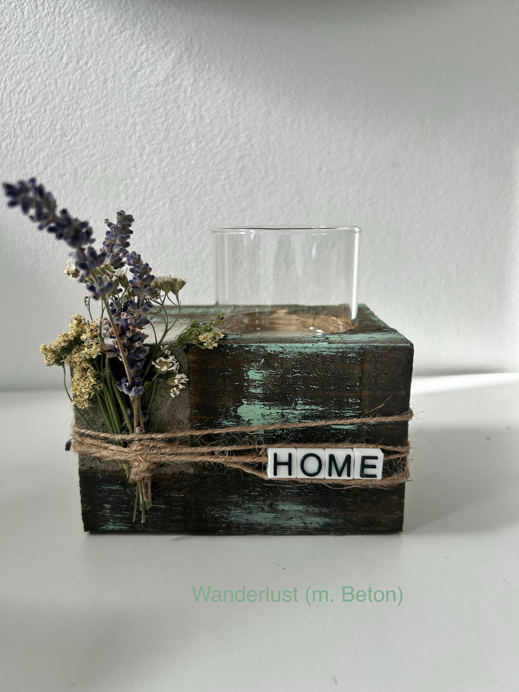 Kerzenhalter "Home" mit Glas