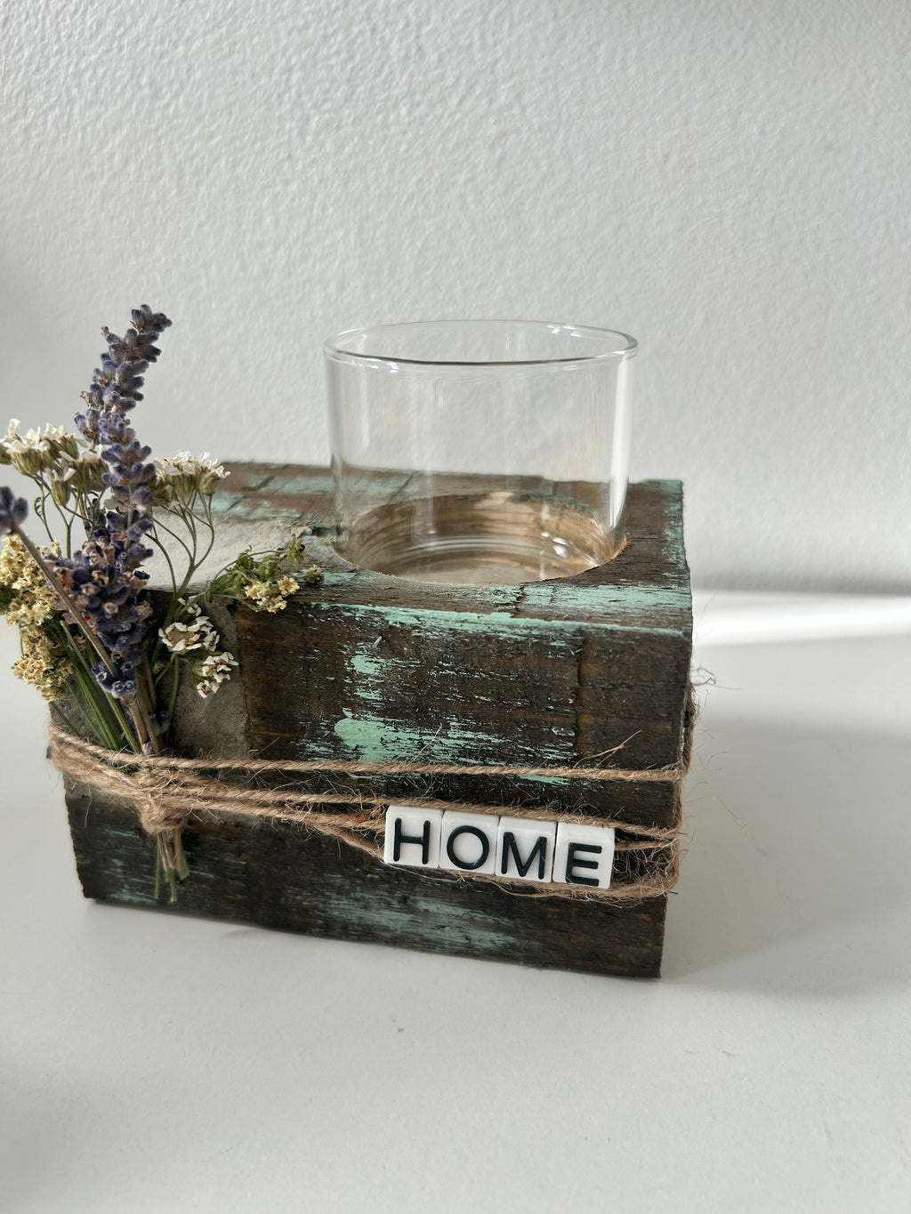 Kerzenhalter "Home" mit Glas