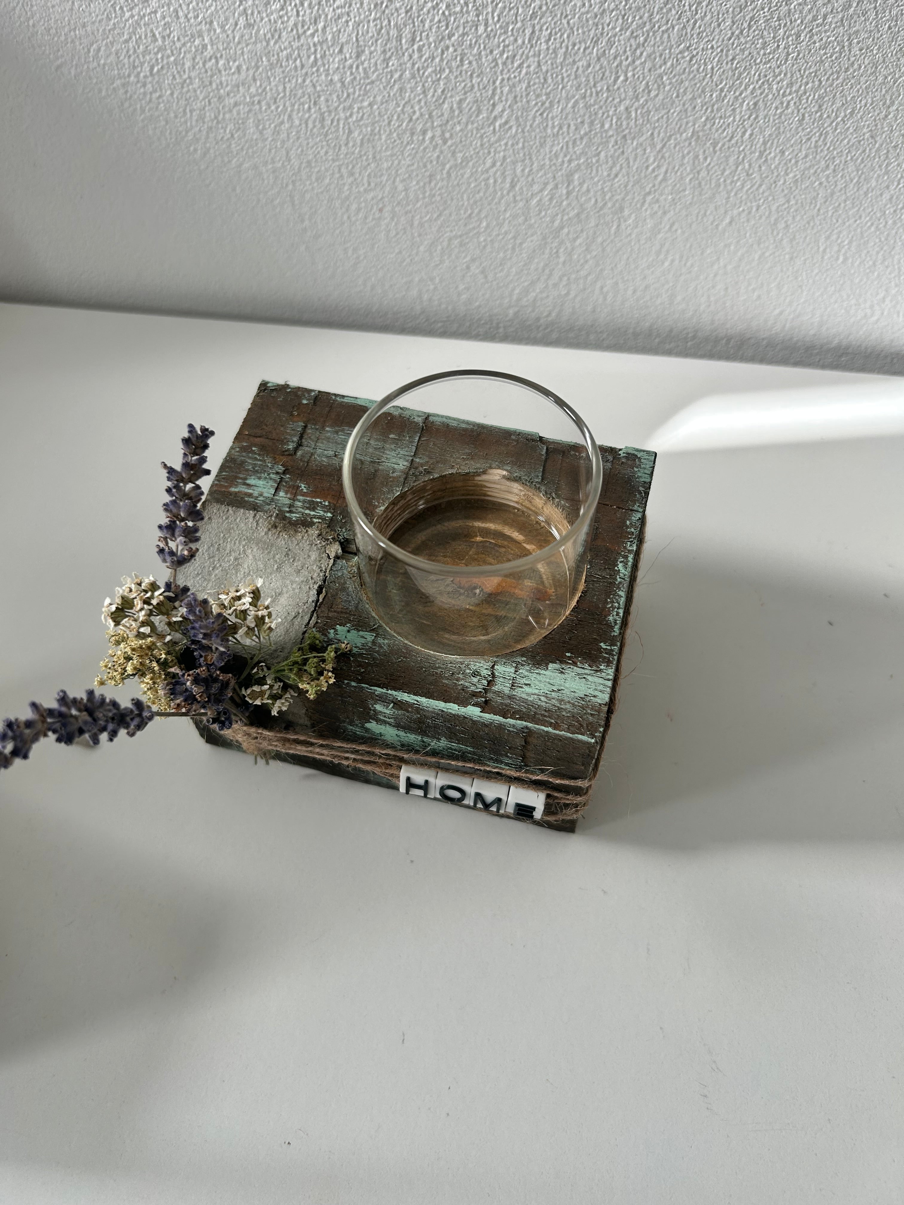 Kerzenhalter "Home" mit Glas