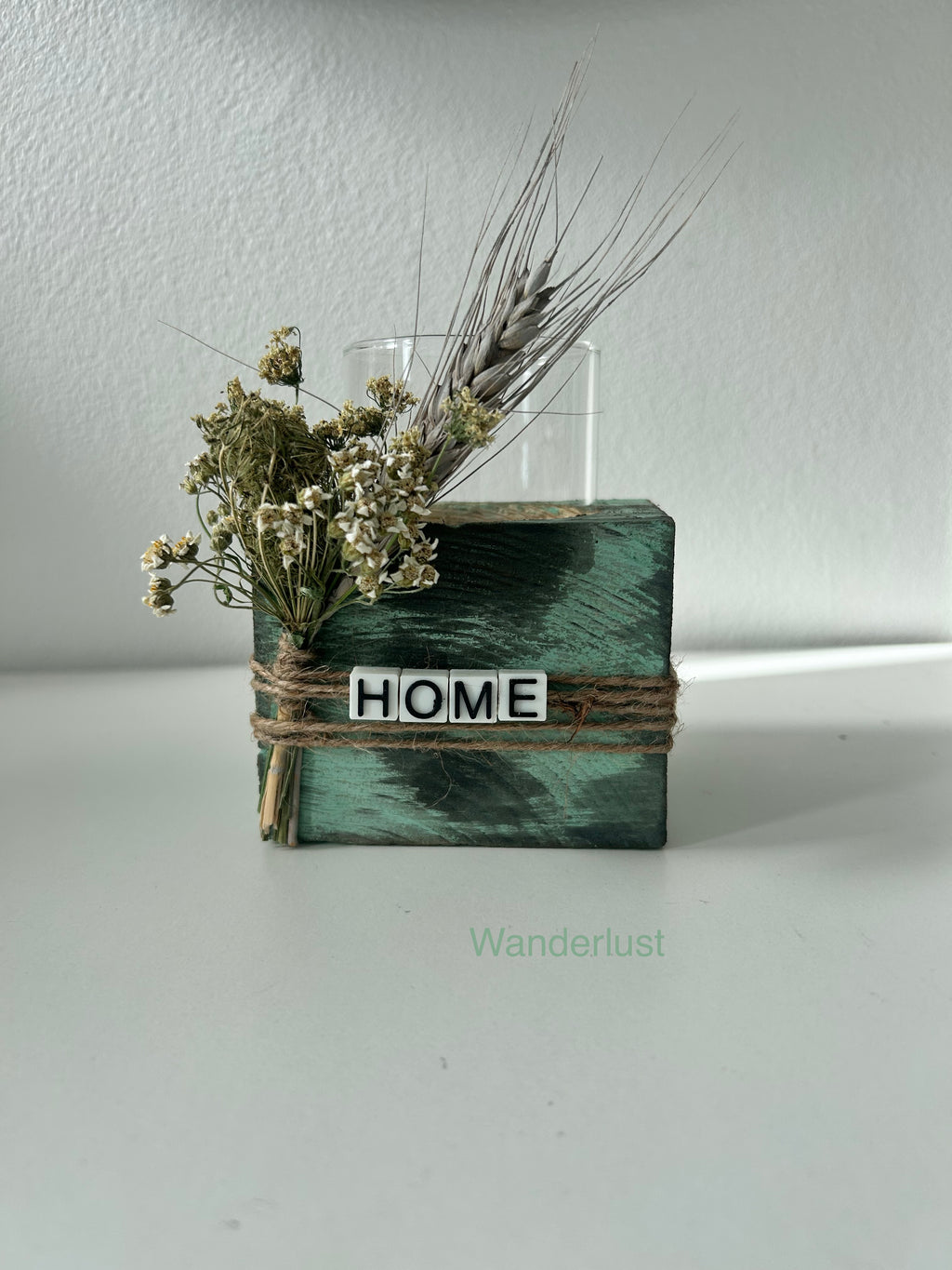 Kerzenhalter "Home" mit Glas