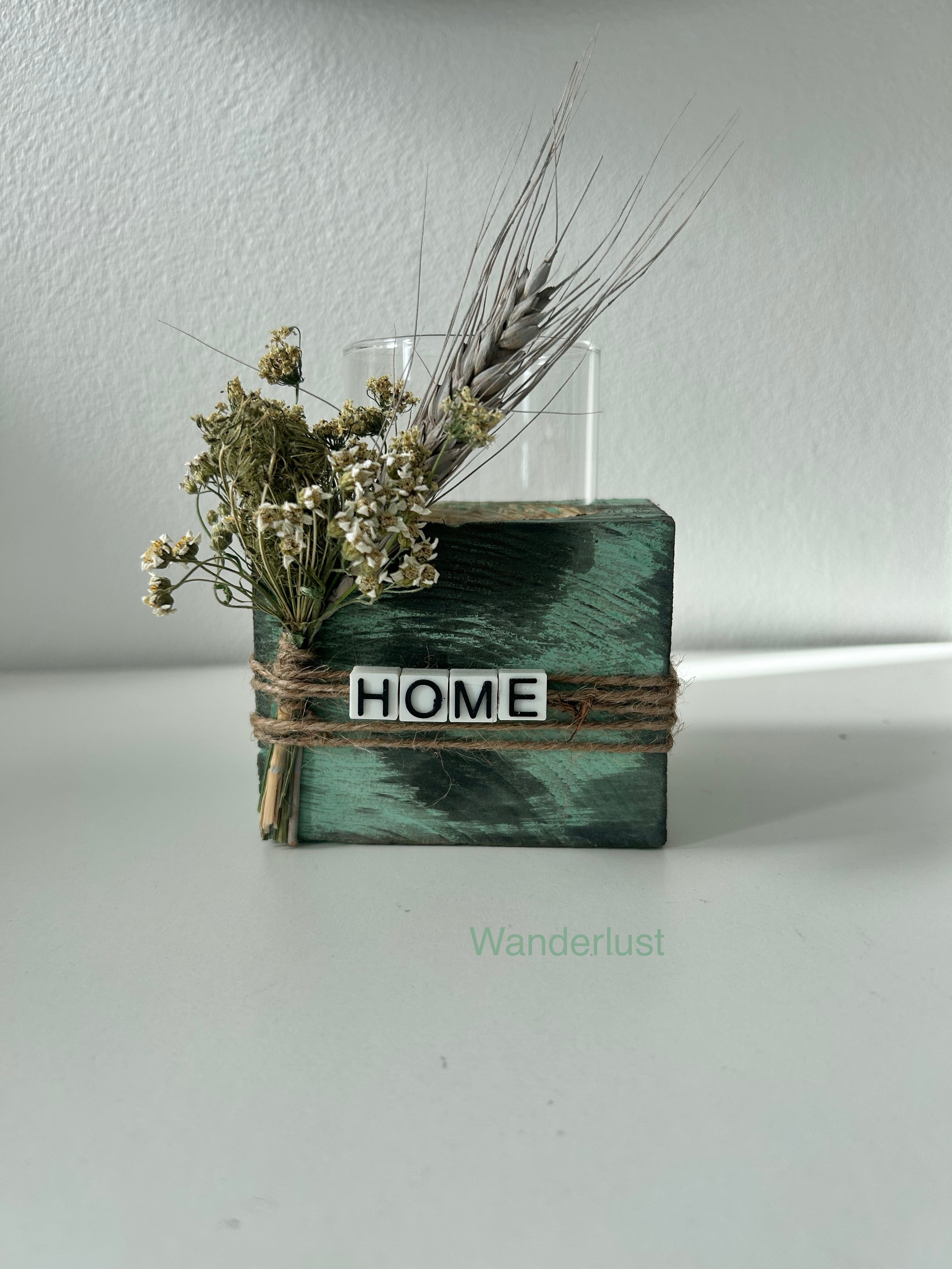 Kerzenhalter "Home" mit Glas