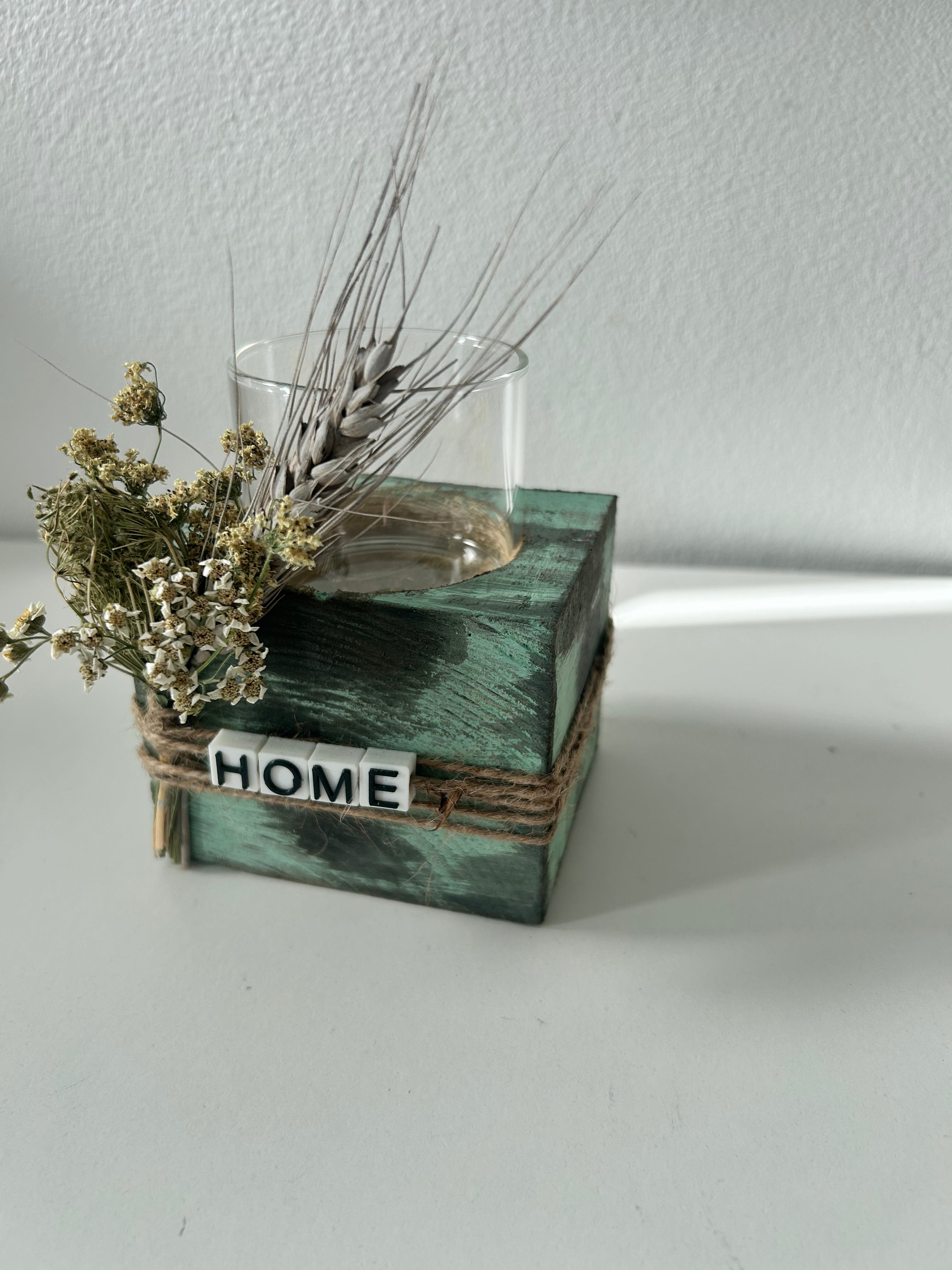 Kerzenhalter "Home" mit Glas