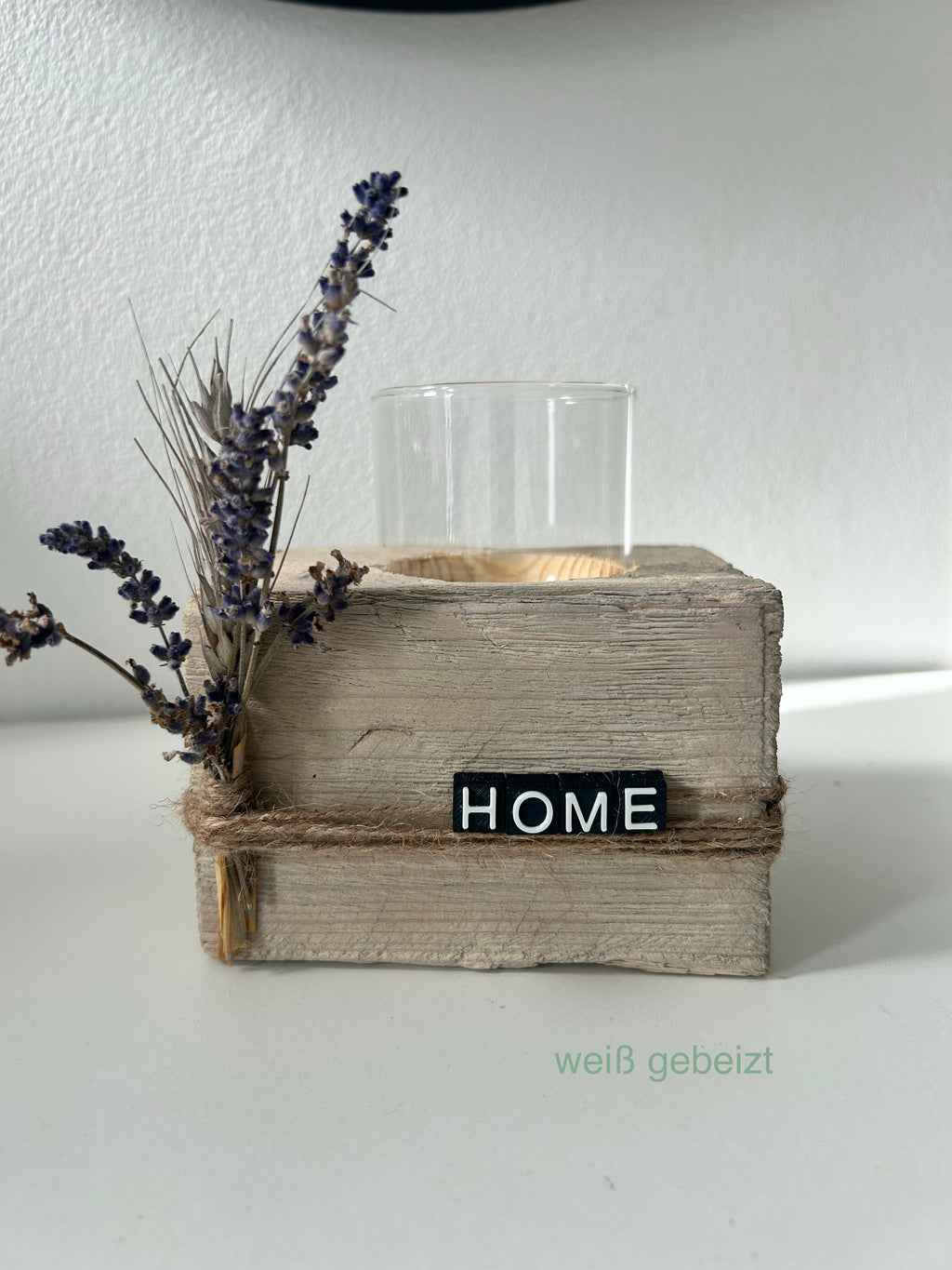 Kerzenhalter "Home" mit Glas