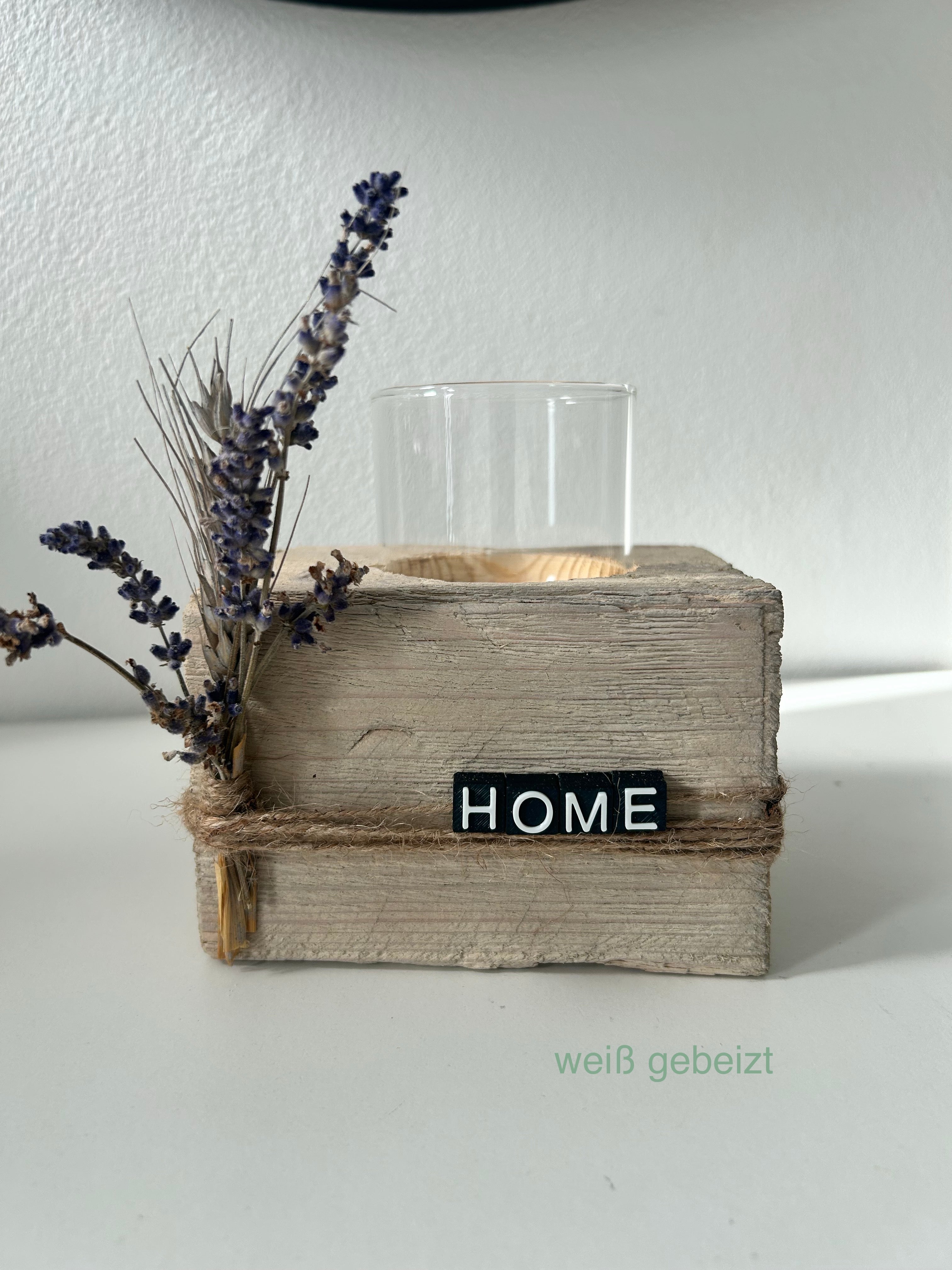 Kerzenhalter "Home" mit Glas