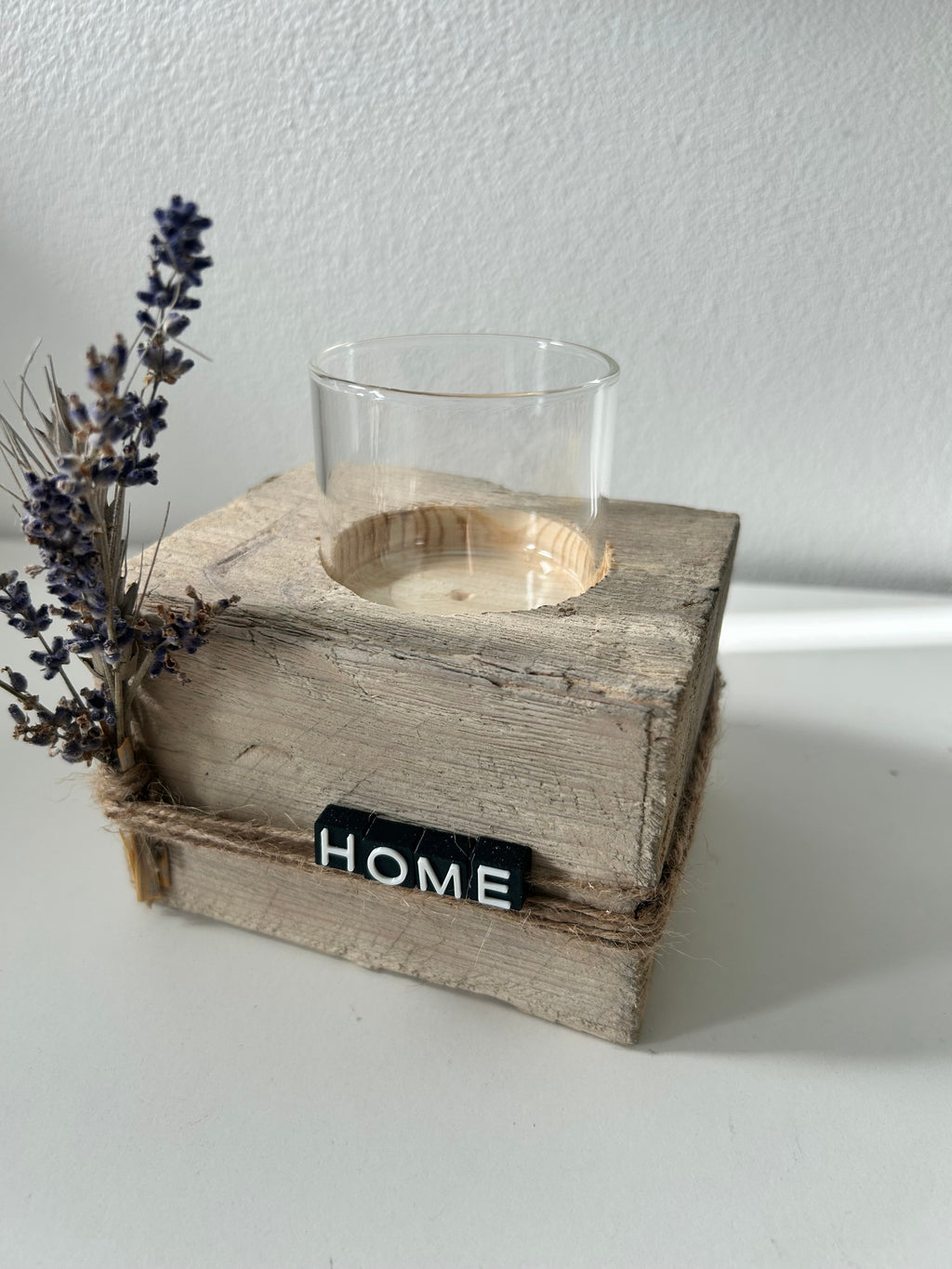 Kerzenhalter "Home" mit Glas