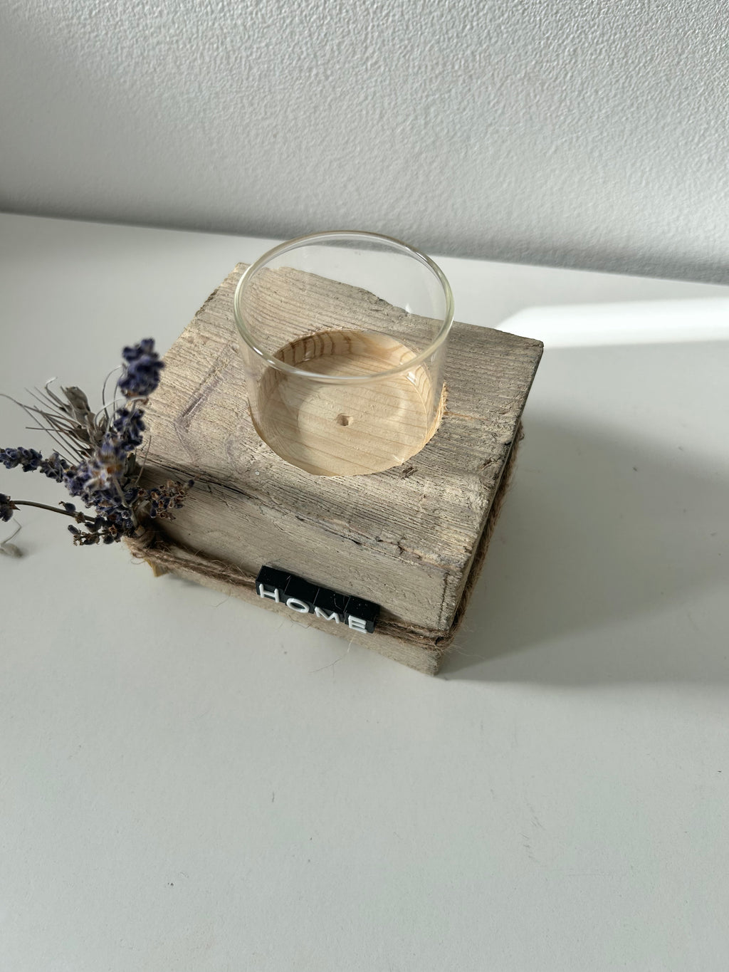 Kerzenhalter "Home" mit Glas
