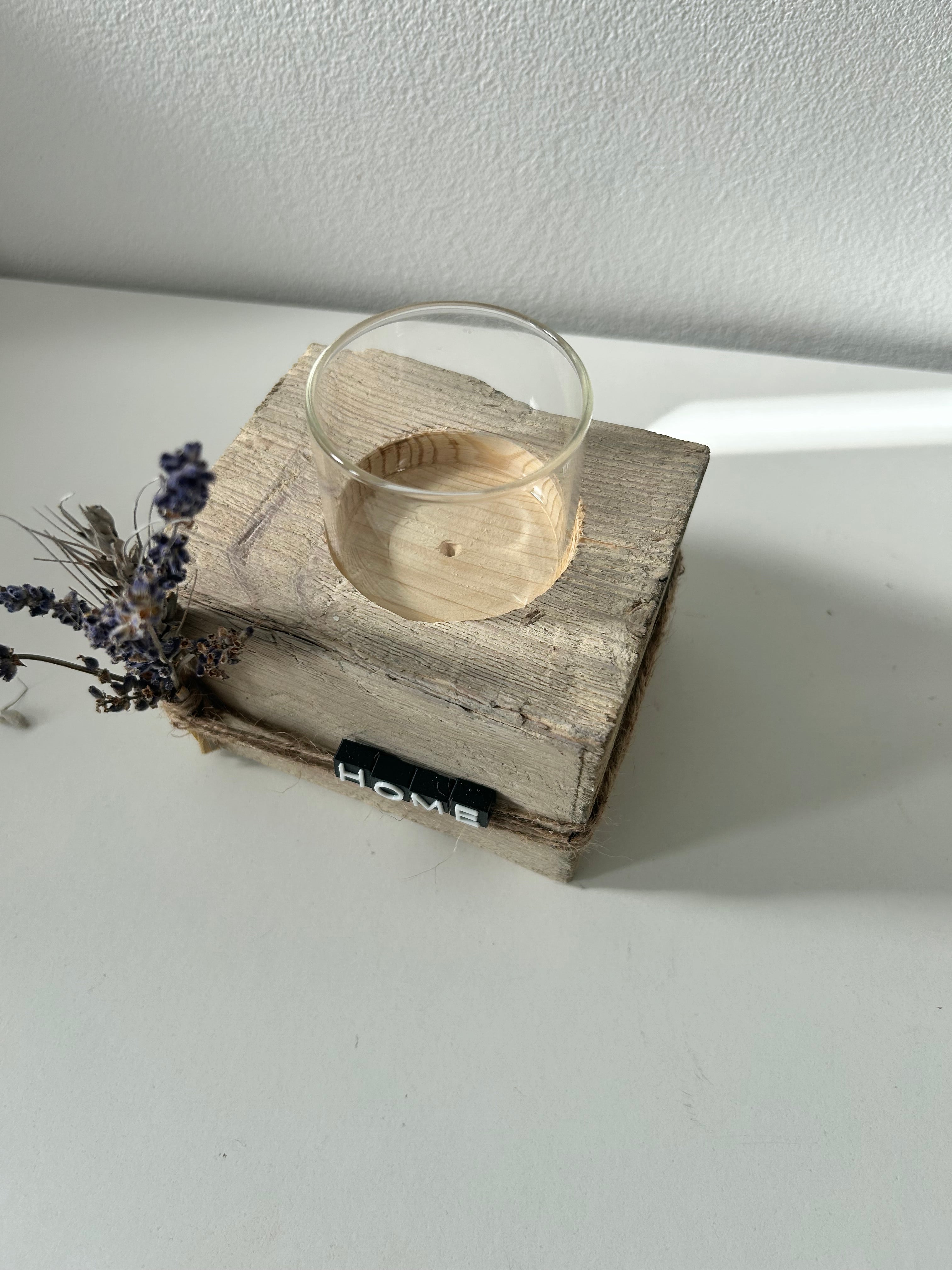 Kerzenhalter "Home" mit Glas