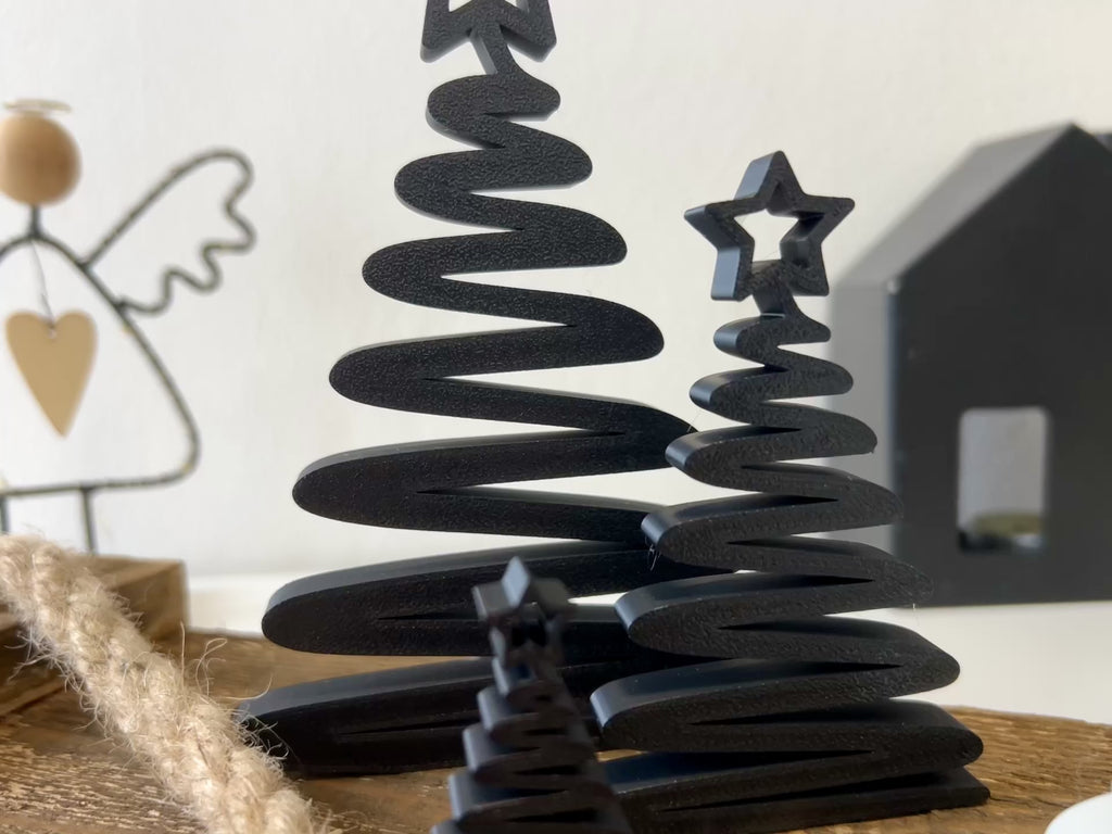 Minimalistische 3D Weihnachtsbäume aus PLA | Moderne Weihnachtsdeko | Skandi Deko | Schwarz, Weiß, Oliv | Geschenkidee, Winterdeko