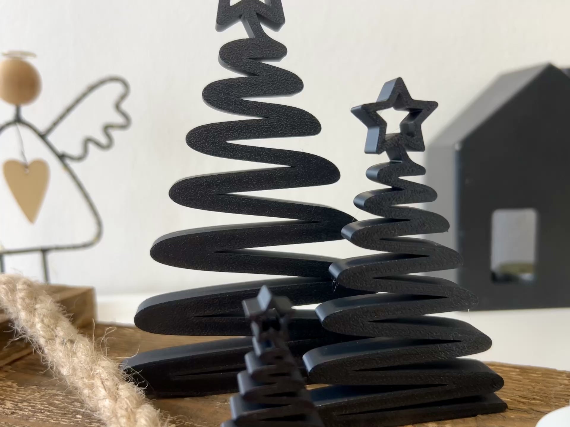 Minimalistische 3D Weihnachtsbäume aus PLA | Moderne Weihnachtsdeko | Skandi Deko | Schwarz, Weiß, Oliv | Geschenkidee, Winterdeko